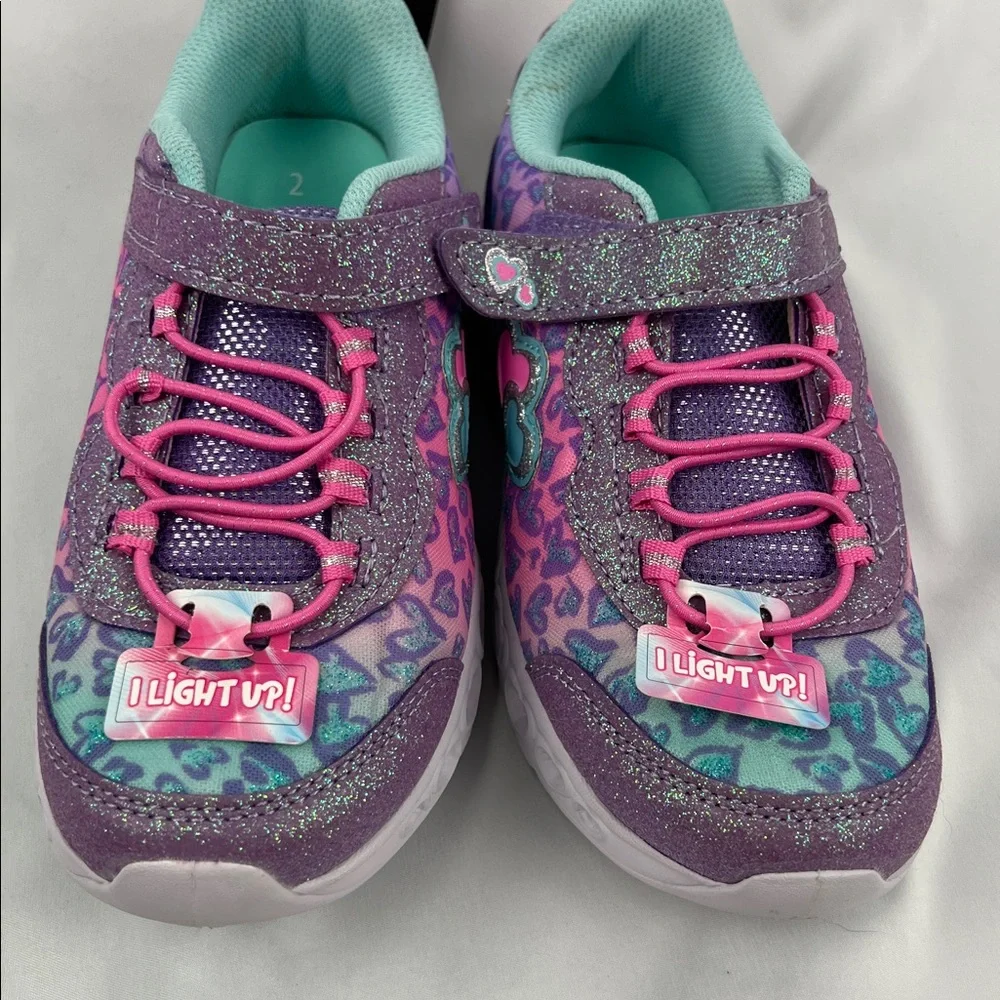 Athletic Works - Girl’s Light Up shoes - Size 2 - Pink Purple Leopard - NWT - Picture 9 of 11